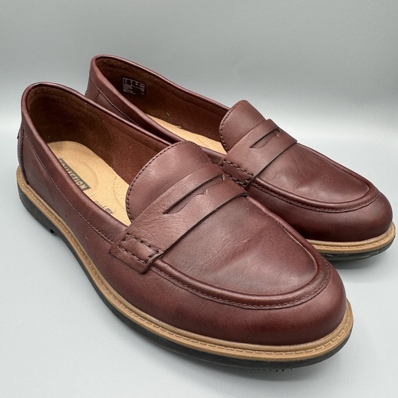 Clarks Shoes - Clarks Raisie Eletta Leather Slip-On Penny Loafer Shoes Women's 9M Burgundy Chic